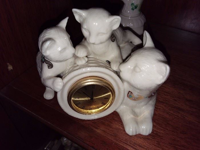Lenox Cat With Clock (Jewels Collection) Figurine