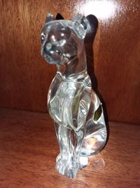 Baccarat Cat Sitting Up Crystal Figurine