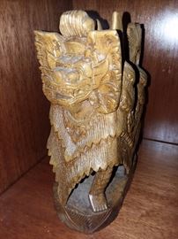 Hand Carved Wooden Temple Figurine From Bali