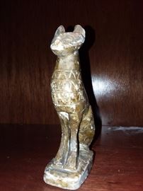Antique Hand Carved Cat Figurine From Egypt
