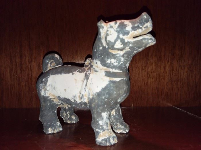 Antique Ceramic Painted Dog Figurine From China
