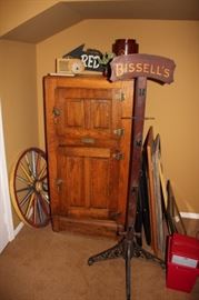 Antique Oak Icebox, Coat Rack and Decorative