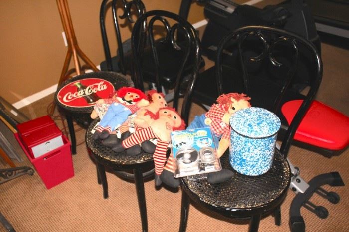 Assorted Chairs and Raggedy Anne Dolls and more