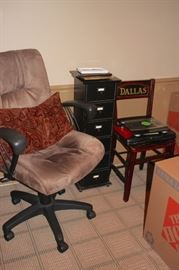 Desk Chair, Small Filing Cabinet and Chair