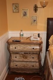 Stenciled Night Stand with Decorative and Sconce
