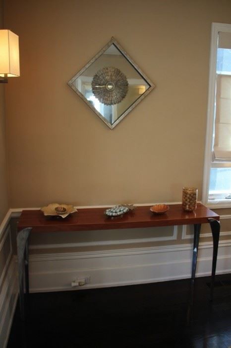 Console Table with Decorative Mirrored Wall Plaque