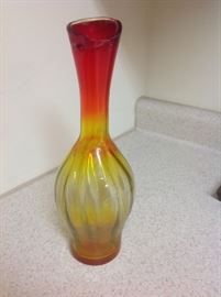 Vintage Hand Blown, Red/yellow glass