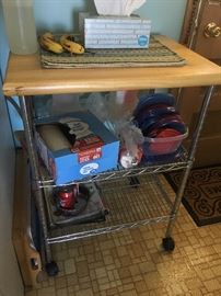 metal and wood kitchen cart on wheels
