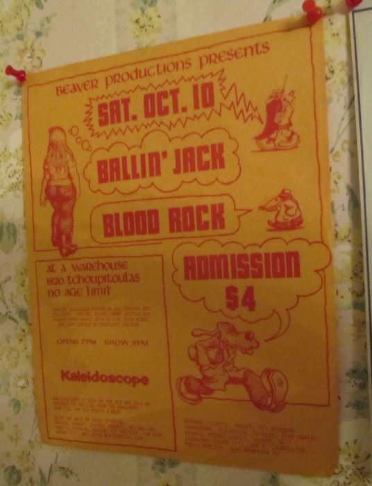 Original Sat. Oct. 10, 1970 Paper Broadside The Warehouse New Orleans. Ballin' Jack. The Warehouse opened Jan 30, 1970.