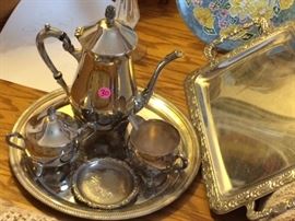 Silver plate tea set, excellent condition, will be donated if not sold today