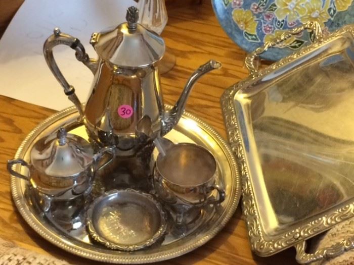 Silver plate tea set, excellent condition, will be donated if not sold today