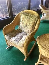 Wicker rocker and table