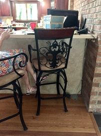 Beautiful pair of wood and iron counter stools