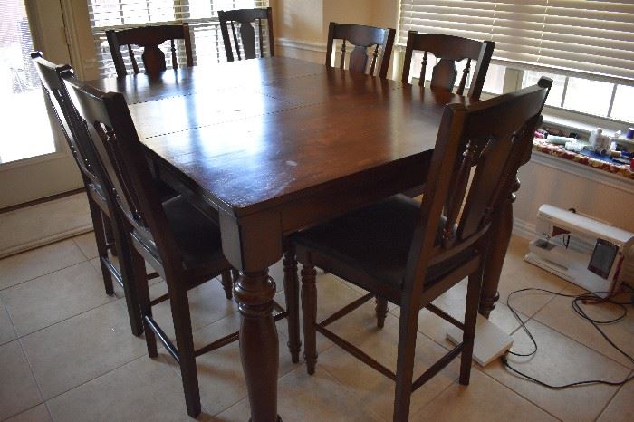 Pub table dining set with 8 chairs.  