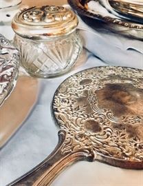 Vintage vanity items, mirror