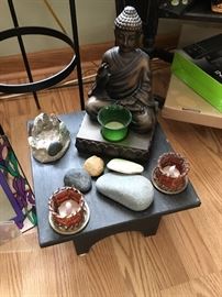 Buddah, stones, candles