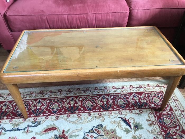 coffee table with glass top; perfect for a photo table