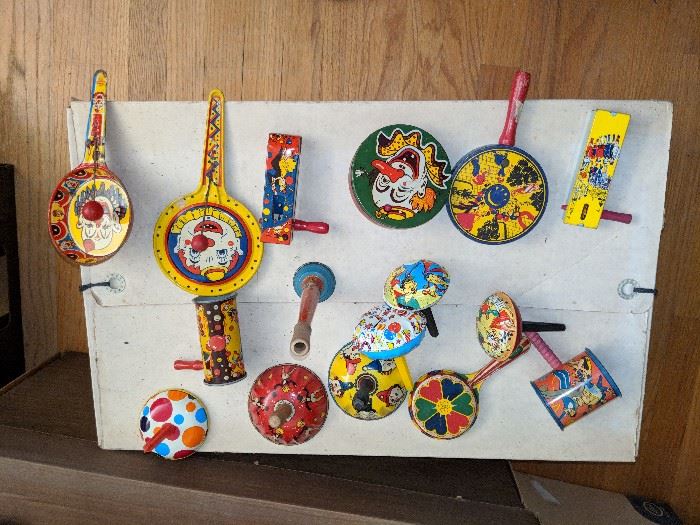 Noisemakers by various makers.