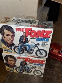 The Fonz and his Bike models still in shrink wrap