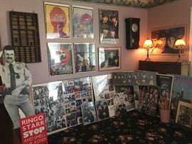 Numerous Beatles posters. They were big fans of Ringo Starr so there are a few additional collectibles of him. Love the  psychedelic Beatles items & the life size cardboard Ringo. 