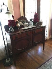 Beautiful antique server or buffet. Pretty dark wood & pretty details! 