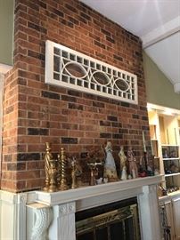 Angel & bird collection. Also a nice piece of antique  architecture in this old glass window. 