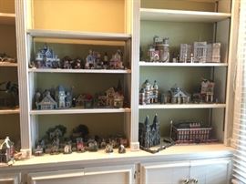 Dept. 56 @ other brands of Christmas village collectibles- Buckingham palace, Canterbury church, 