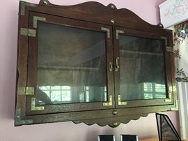 Antique glass fronted wall cabinet 