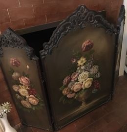 Elegant floral fireplace screen