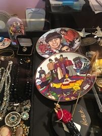 Beatles plates, Ringo Starr ornament, Beatles music box