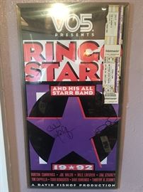 Ringo Starr & his all star band concert poster & ticket. Signed autographed by Nils Lofgren & Joe Walsh. 