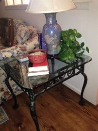 Matching glass top end table; one of several nice lamps