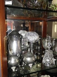 Silver plate and pressed glass selections