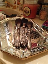 Make-up brushes and vanity mirror