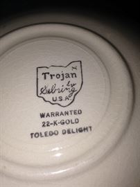 Trojan by Sebring USA - warranted 22 K gold "Toledo Delight" china