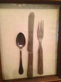 Framed utensils over 100 years old