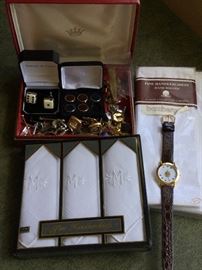 Cufflink Assortment w/ Watch, Handkerchiefs http://www.ctonlineauctions.com/detail.asp?id=736291