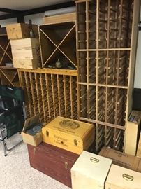 Wine racks, wooden boxes