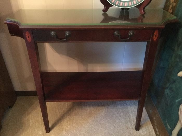 vintage side table, with glass