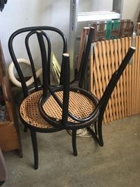 Vintage Bentwood cane chairs; one seat needs repair