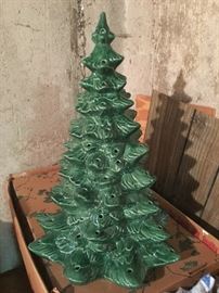 vintage Christmas, ceramic tree with lights