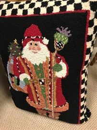 MacKenzie Childs Courtly Check Santa Pillow