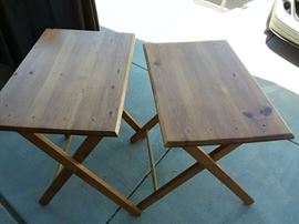 2 handcrafted TV tables