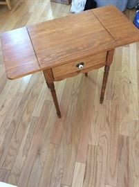 Hand crafted drop leaf end table