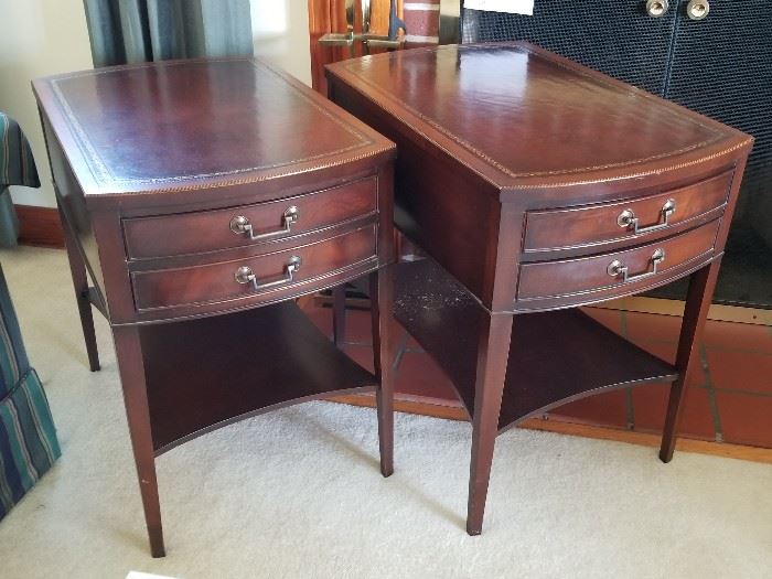 Pair of Mahogany and Leather End Tables by Hekman  http://www.ctonlineauctions.com/detail.asp?id=737119
