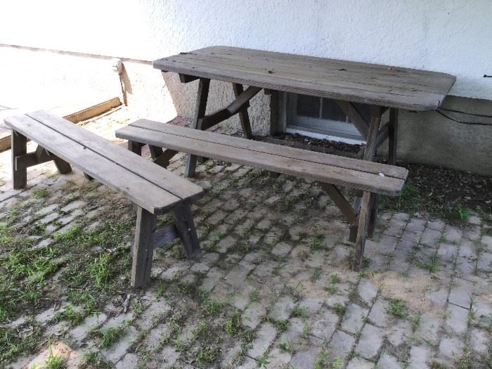 Picnic Table & Pair of Benches  http://www.ctonlineauctions.com/detail.asp?id=737617