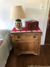vintage radio and craftsman style night stand