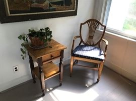 Shield back chair, Americana side table