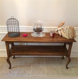 Sofa Table, Yankee Candle (Near New), Decorative Bird Cage, & Other