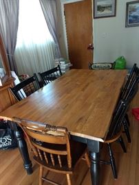 Farm style table with 6 chairs. 